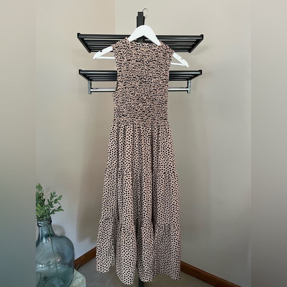 Casual Black and Cream Polka Dot Dress